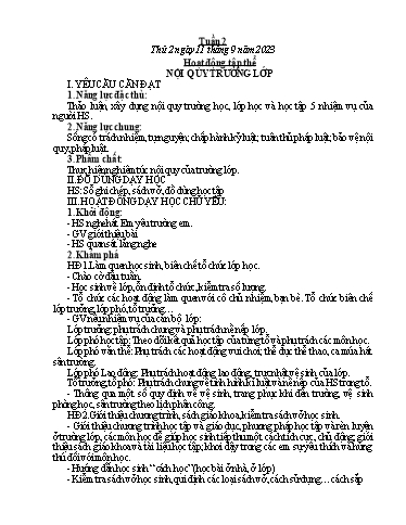 Kế hoạch bài dạy các môn Lớp 5 - Tuần 2 - Năm học 2023-2024 - Võ Thị Hồng Hạnh
