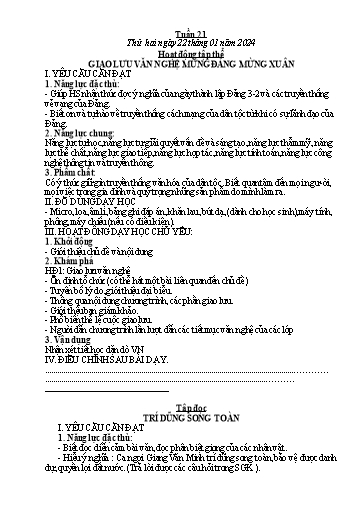 Kế hoạch bài dạy các môn Lớp 5 - Tuần 21 - Năm học 2023-2024 - Phan Thị Quỳnh Trang