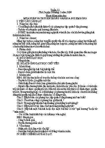 Kế hoạch bài dạy các môn Lớp 5 - Tuần 22 - Năm học 2023-2024 - Võ Thị Hồng Hạnh
