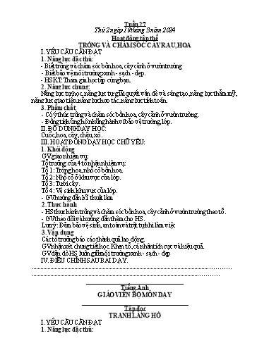 Kế hoạch bài dạy các môn Lớp 5 - Tuần 27 - Năm học 2023-2024 - Hồ Thị Tình