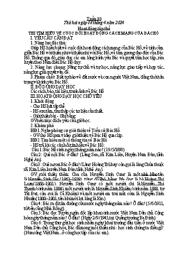 Kế hoạch bài dạy các môn Lớp 5 - Tuần 30 - Năm học 2023-2024 - Võ Thị Hồng Hạnh