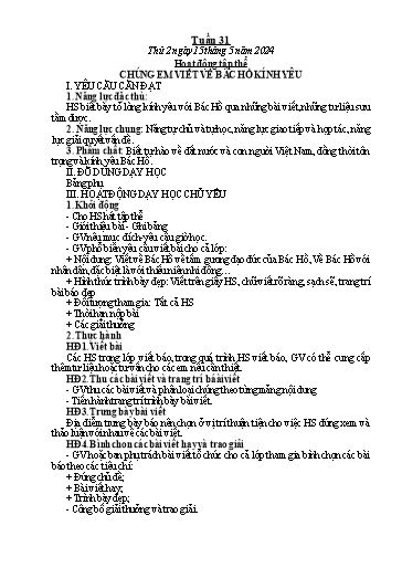 Kế hoạch bài dạy các môn Lớp 5 - Tuần 31 - Năm học 2023-2024 - Võ Thị Hồng Hạnh