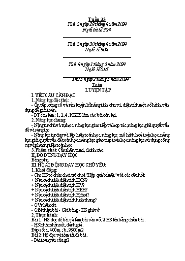 Kế hoạch bài dạy các môn Lớp 5 - Tuần 33 - Năm học 2023-2024 - Võ Thị Hồng Hạnh