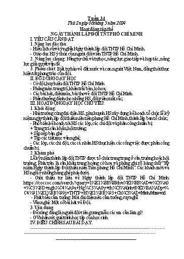 Kế hoạch bài dạy các môn Lớp 5 - Tuần 34 - Năm học 2023-2024 - Võ Thị Hồng Hạnh
