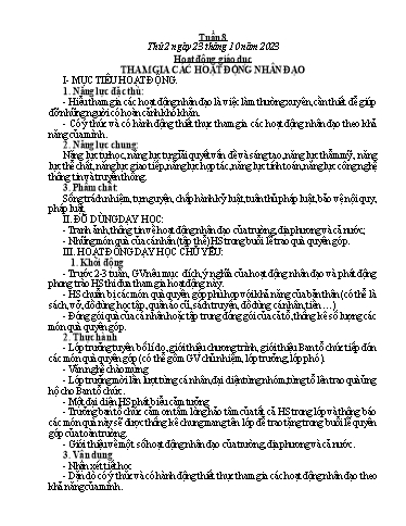 Kế hoạch bài dạy các môn Lớp 5 - Tuần 8 - Năm học 2023-2024 - Phan Thị Quỳnh Trang