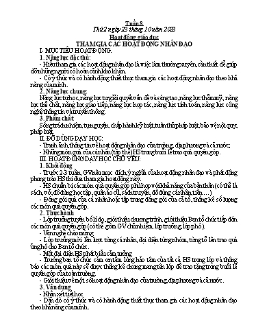 Kế hoạch bài dạy các môn Lớp 5 - Tuần 8 - Năm học 2023-2024 - Võ Thị Hồng Hạnh