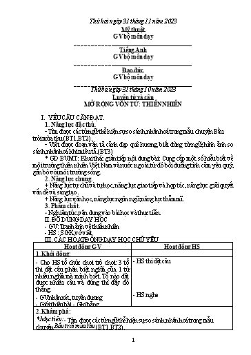 Kế hoạch bài dạy các môn Lớp 5 - Tuần 9 - Năm học 2023-2024 - Phan Thị Quỳnh Trang