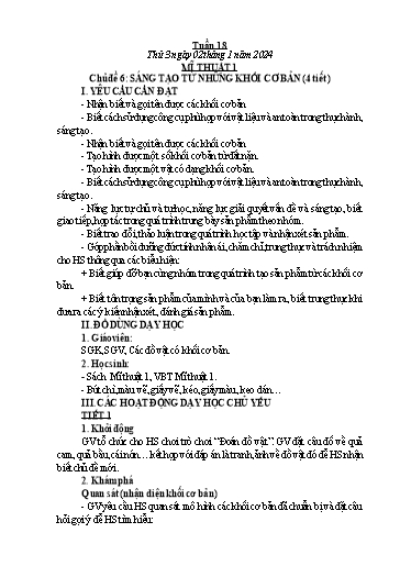 Kế hoạch bài dạy Công Nghệ & Mĩ Thuật Lớp 3+4+5 - Tuần 18 - Năm học 2023-2024 - Đặng Thị Hằng