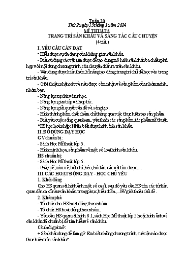 Kế hoạch bài dạy Công Nghệ & Mĩ Thuật Lớp 3+4+5 - Tuần 20 - Năm học 2023-2024 - Đặng Thị Hằng