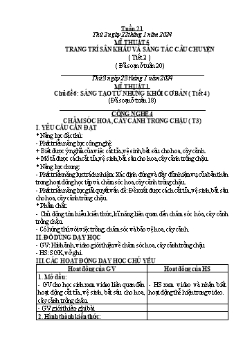 Kế hoạch bài dạy Công Nghệ & Mĩ Thuật Lớp 3+4+5 - Tuần 21 - Năm học 2023-2024 - Đặng Thị Hằng