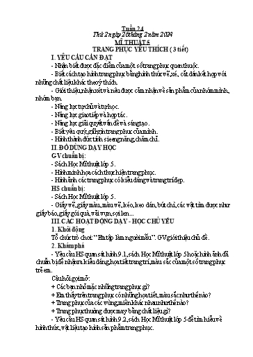 Kế hoạch bài dạy Công Nghệ & Mĩ Thuật Lớp 3+4+5 - Tuần 24 - Năm học 2023-2024 - Đặng Thị Hằng