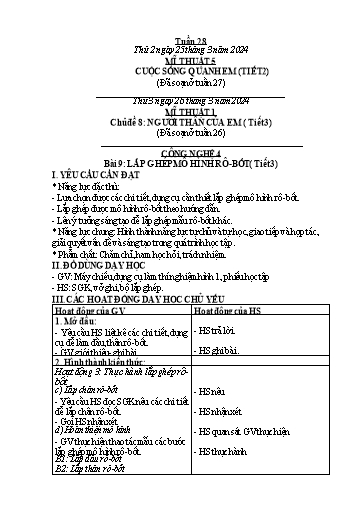 Kế hoạch bài dạy Công Nghệ & Mĩ Thuật Lớp 3+4+5 - Tuần 28 - Năm học 2023-2024 - Đặng Thị Hằng