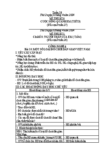 Kế hoạch bài dạy Công Nghệ & Mĩ Thuật Lớp 3+4+5 - Tuần 29 - Năm học 2023-2024 - Đặng Thị Hằng