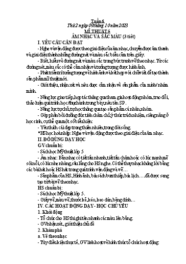 Kế hoạch bài dạy Công Nghệ & Mĩ Thuật Lớp 3+4+5 - Tuần 6 - Năm học 2023-2024 - Đặng Thị Hằng