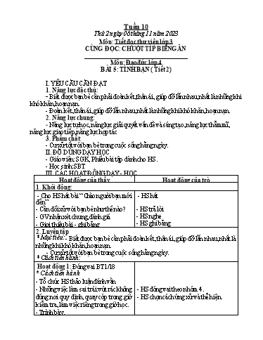 Kế hoạch bài dạy Hoạt động trải nghiệm Lớp 1+2 - Tuần 10 - Năm học 2023-2024 - Trần Thị Huệ