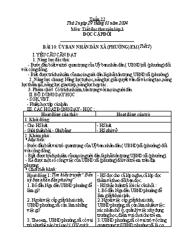 Kế hoạch bài dạy Hoạt động trải nghiệm Lớp 1+2 - Tuần 22 - Năm học 2023-2024 - Trần Thị Huệ