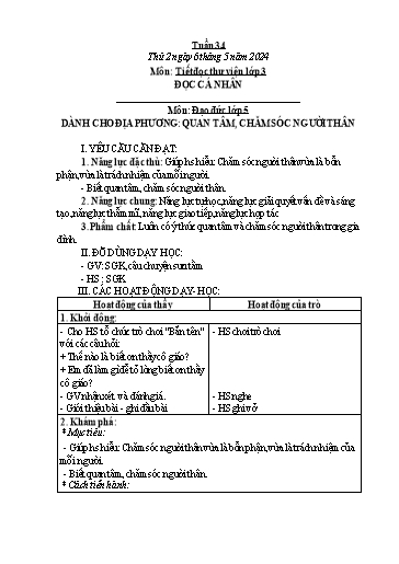 Kế hoạch bài dạy Hoạt động trải nghiệm Lớp 1+2 - Tuần 34 - Năm học 2023-2024 - Trần Thị Huệ