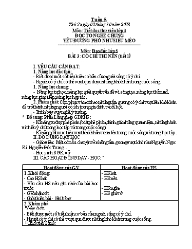 Kế hoạch bài dạy Hoạt động trải nghiệm Lớp 1+2 - Tuần 5 - Năm học 2023-2024 - Trần Thị Huệ