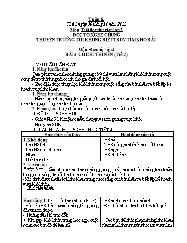 Kế hoạch bài dạy Hoạt động trải nghiệm Lớp 1+2 - Tuần 6 - Năm học 2023-2024 - Trần Thị Huệ