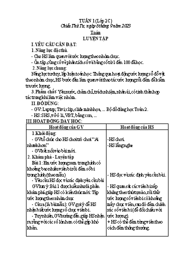 Kế hoạch bài dạy môn Toán Lớp 2+5 - Tuần 1 - Năm học 2023-2024 - Trần Thị Tuyết