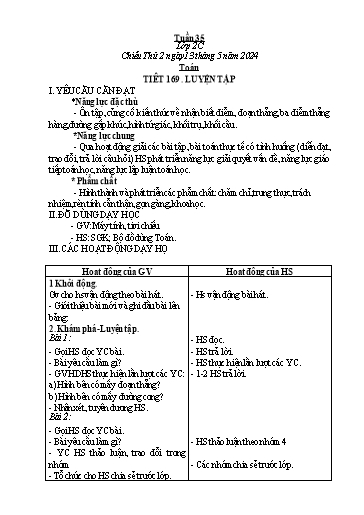 Kế hoạch bài dạy môn Toán Lớp 2+5 - Tuần 35 - Năm học 2023-2024 - Trần Thị Tuyết