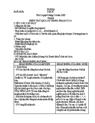 Kế hoạch bài dạy môn Toán Lớp 2+5 - Tuần 6 - Năm học 2023-2024 - Trần Thị Tuyết