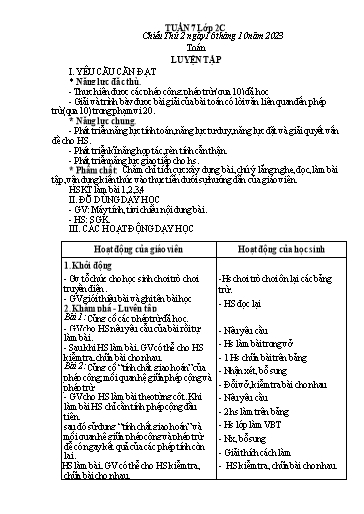Kế hoạch bài dạy môn Toán Lớp 2+5 - Tuần 7 - Năm học 2023-2024 - Trần Thị Tuyết