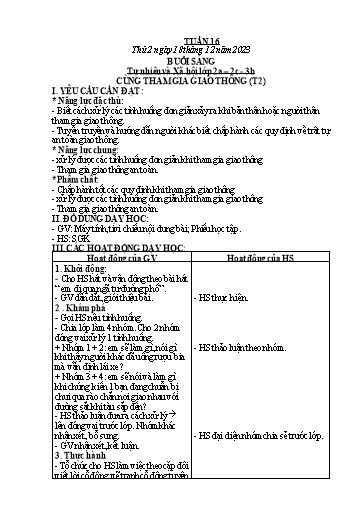 Kế hoạch bài dạy môn Tự nhiên và Xã hội Lớp 1+2+3 - Tuần 16 - Năm học 2023-2024 - Hà Văn Sơn