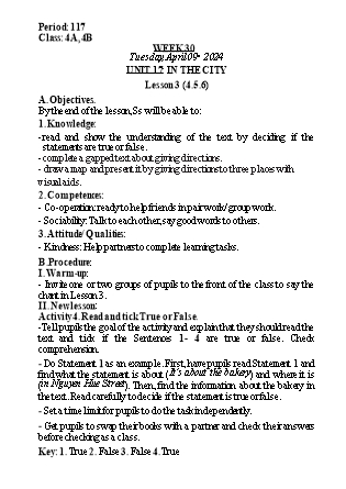 Kế hoạch bài dạy Tiếng Anh Lớp 4 - Tuần 30 - Unit 17 + Unit 18 - Năm học 2023-2024 - Nguyễn Lê Vân Anh