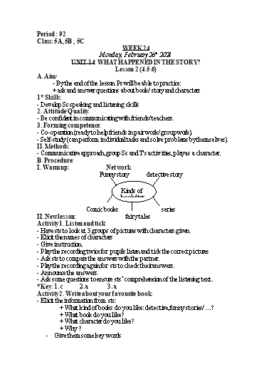 Kế hoạch bài dạy Tiếng Anh Lớp 5 - Tuần 24 - Unit 14 + Unit 15 - Năm học 2023-2024 - Nguyễn Lê Vân Anh