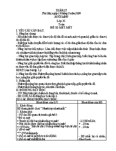 Kế hoạch bài dạy Toán Lớp 2+5 - Tuần 27 - Năm học 2023-2024 - Trần Thị Tuyết